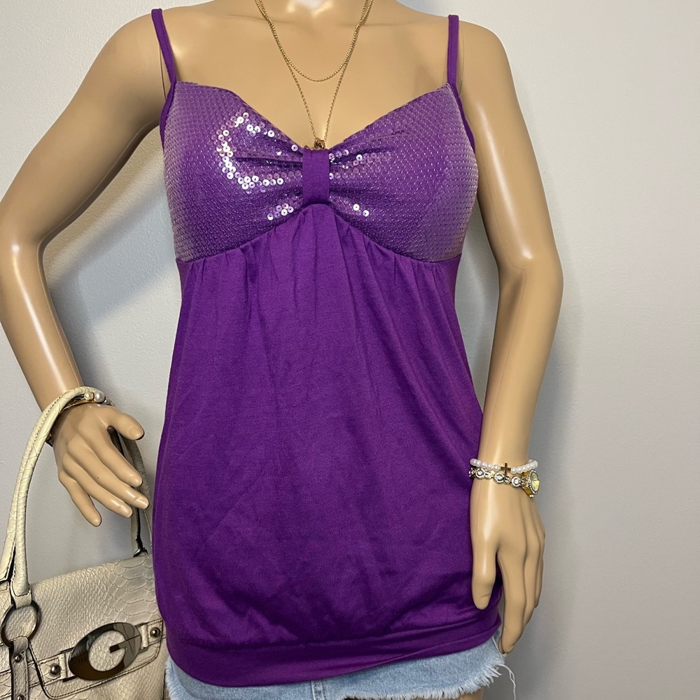 G21 Y2K Early 2000s Purple Sequin Women’s Top